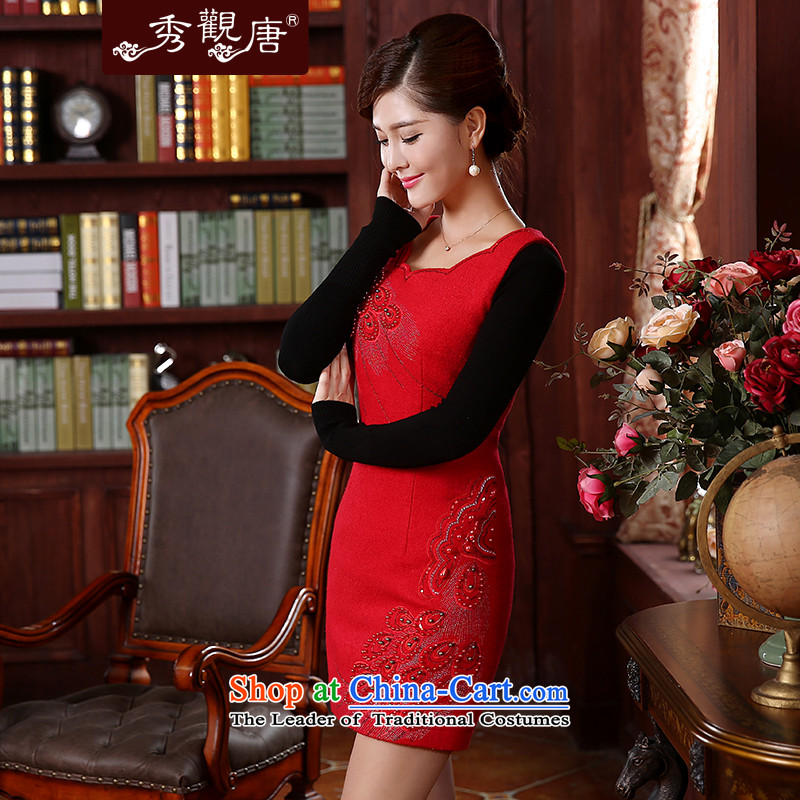 [Sau Kwun Tong Fung Cheung 2015] Fall/Winter Collections bridal dresses Stylish retro wool? dresses FW4919 XXL, red-soo Kwun Tong shopping on the Internet has been pressed.