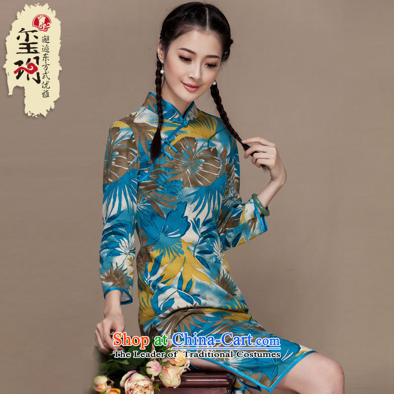 Seal of new Fall 2015 Long qipao cotton linen retro daily improved qipao ethnic Tang dynasty picture color XL, seal decreased by , , , shopping on the Internet