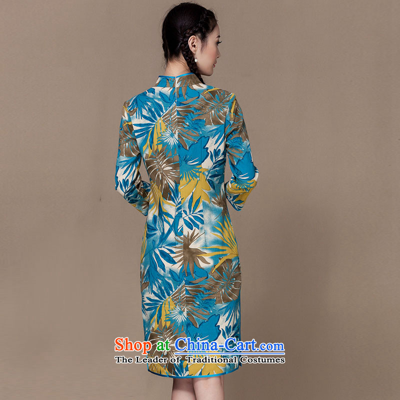Seal of new Fall 2015 Long qipao cotton linen retro daily improved qipao ethnic Tang dynasty picture color XL, seal decreased by , , , shopping on the Internet