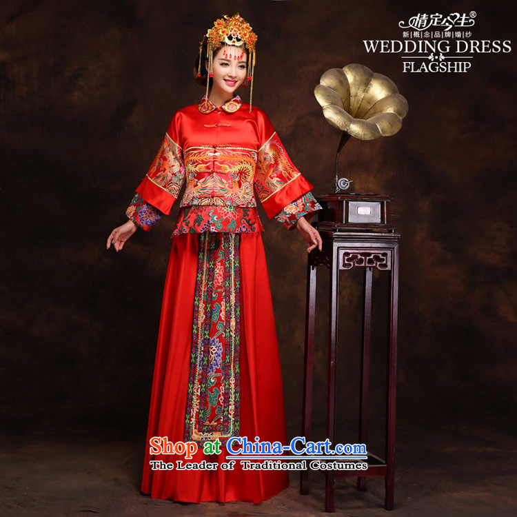 Love of the present Chinese long-soo Wo Service Phoenix cheongsam wedding dress retro wedding dress red bows to Tang dynasty Bong-crown relaxd + Sau Wo services XL Photo, prices, brand platters! The elections are supplied in the national character of distribution, so action, buy now enjoy more preferential! As soon as possible.