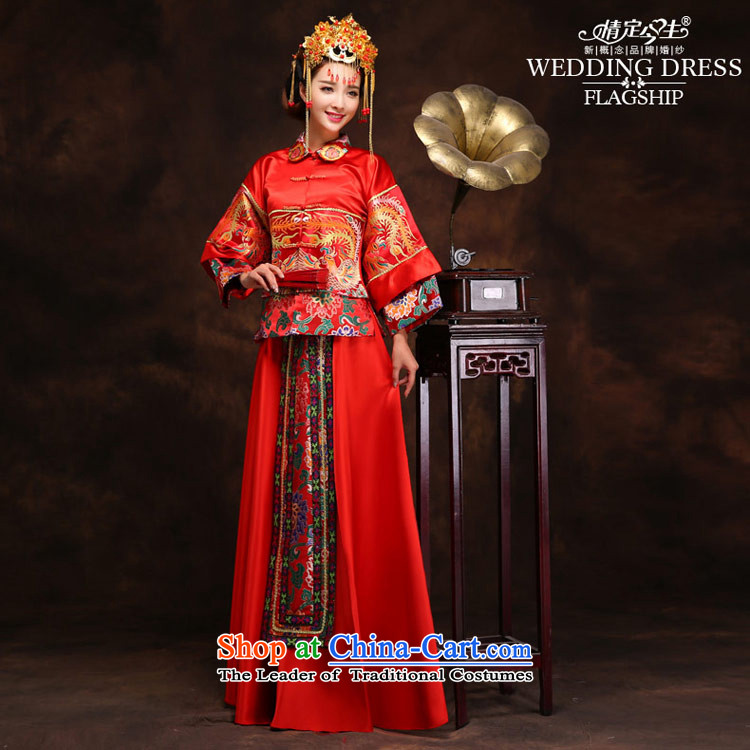 Love of the present Chinese long-soo Wo Service Phoenix cheongsam wedding dress retro wedding dress red bows to Tang dynasty Bong-crown relaxd + Sau Wo services XL Photo, prices, brand platters! The elections are supplied in the national character of distribution, so action, buy now enjoy more preferential! As soon as possible.