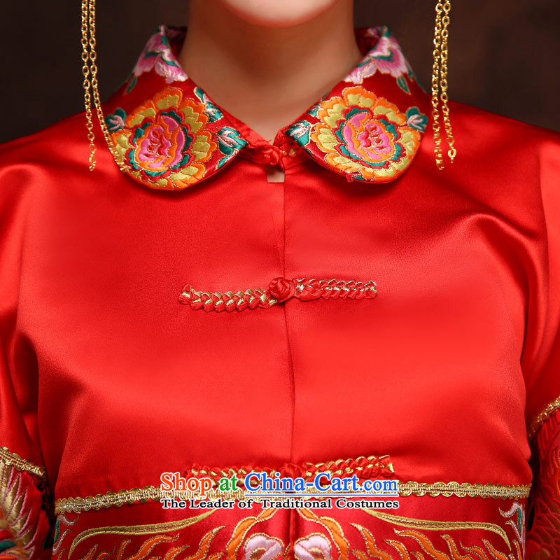 Love of the present Chinese long-soo Wo Service Phoenix cheongsam wedding dress retro wedding dress red bows to Tang dynasty Bong-crown relaxd + Sau Wo services XL, love of the overcharged shopping on the Internet has been pressed.