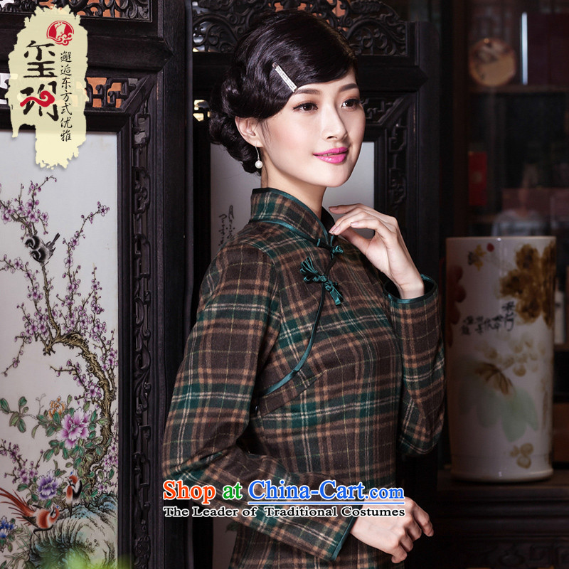 The seal of the autumn and winter 2015 new republic of korea wind qipao wool Classic Grid daily improvements? ball cheongsam dress photo color XXL, seal decreased by , , , shopping on the Internet
