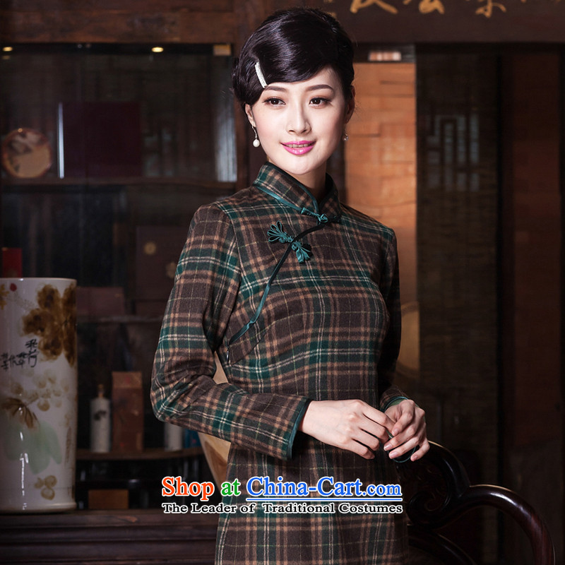 The seal of the autumn and winter 2015 new republic of korea wind qipao wool Classic Grid daily improvements? ball cheongsam dress photo color XXL, seal decreased by , , , shopping on the Internet