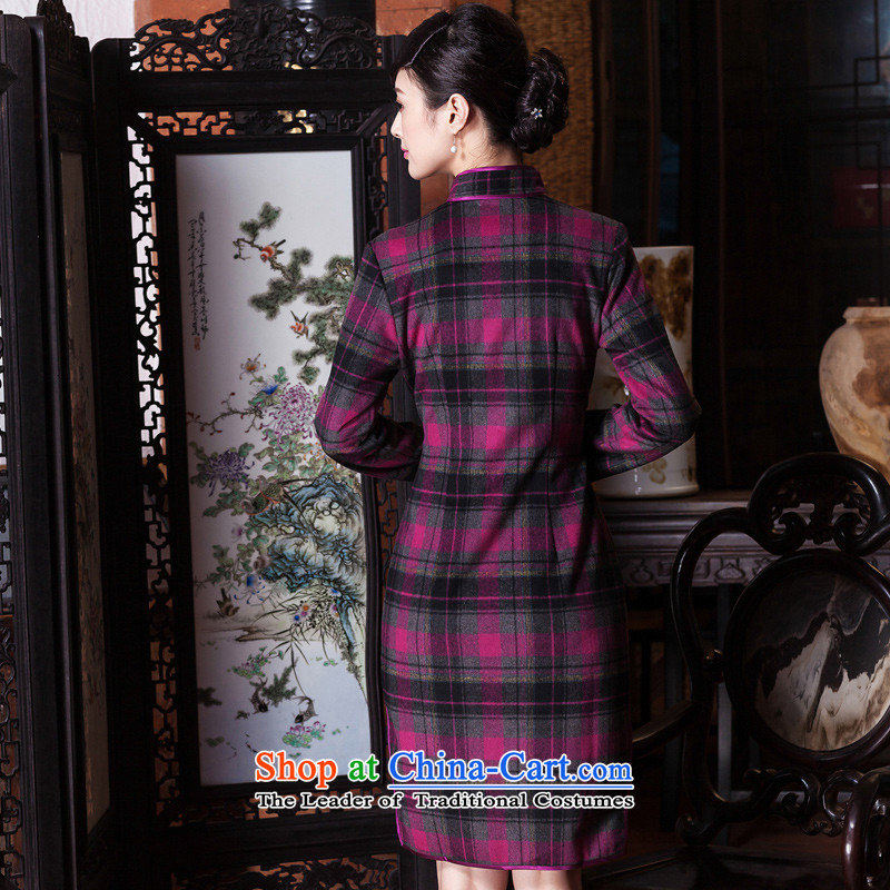 The Seal of autumn and winter 2015 new aristocratic qipao daily improved wool Ms. retro thick qipao? skirt purple lattices , L, seal decreased by , , , shopping on the Internet