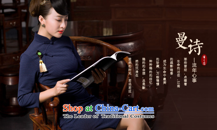 Love of birds Cayman poem spring 2015 new cheongsam dress love of birds and stylish 9 cuff improved retro elegant qipao QC587 navy XXXL picture, prices, brand platters! The elections are supplied in the national character of distribution, so action, buy now enjoy more preferential! As soon as possible.
