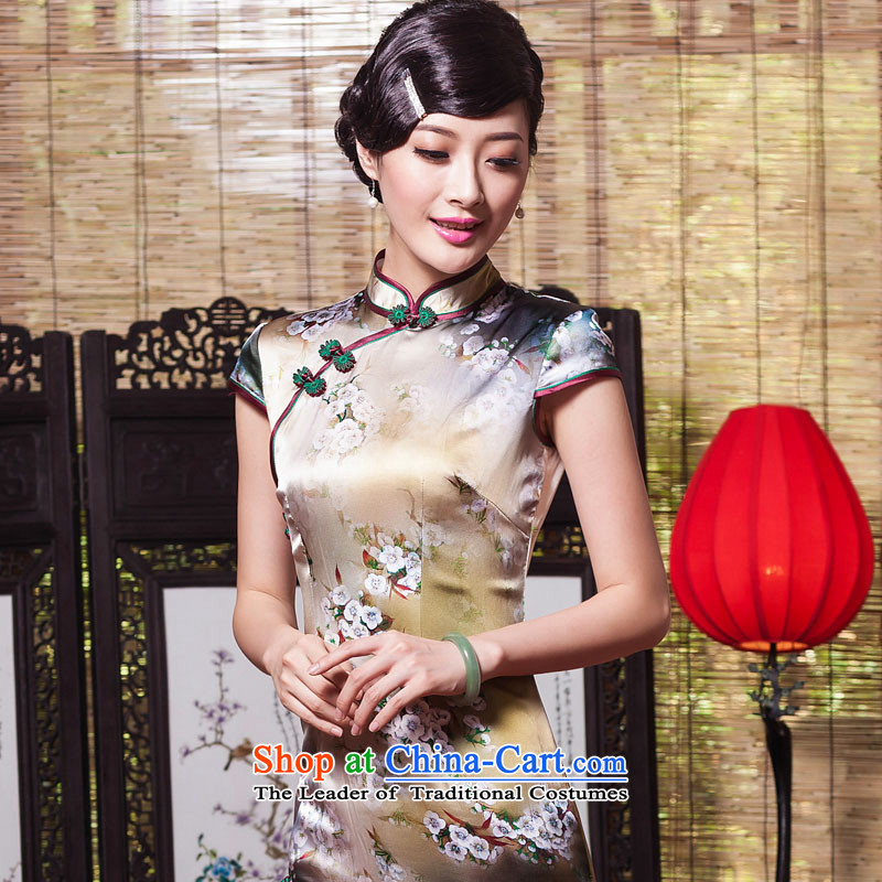 Seal of new Fall 2015 Long heavyweight silk cheongsam dress retro cheongsam pictures of the Republic of Korea color XL, seal of , , , shopping on the Internet