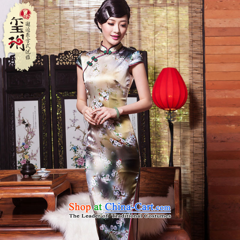 Seal of new Fall 2015 Long heavyweight silk cheongsam dress retro cheongsam pictures of the Republic of Korea color XL, seal of , , , shopping on the Internet