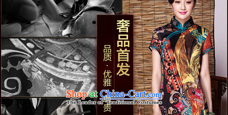 Seal of new Fall 2015 Abstract stamp heavyweight Silk Cheongsam stylish banquet improved color photo of Ms. Short qipao M picture, prices, brand platters! The elections are supplied in the national character of distribution, so action, buy now enjoy more preferential! As soon as possible.