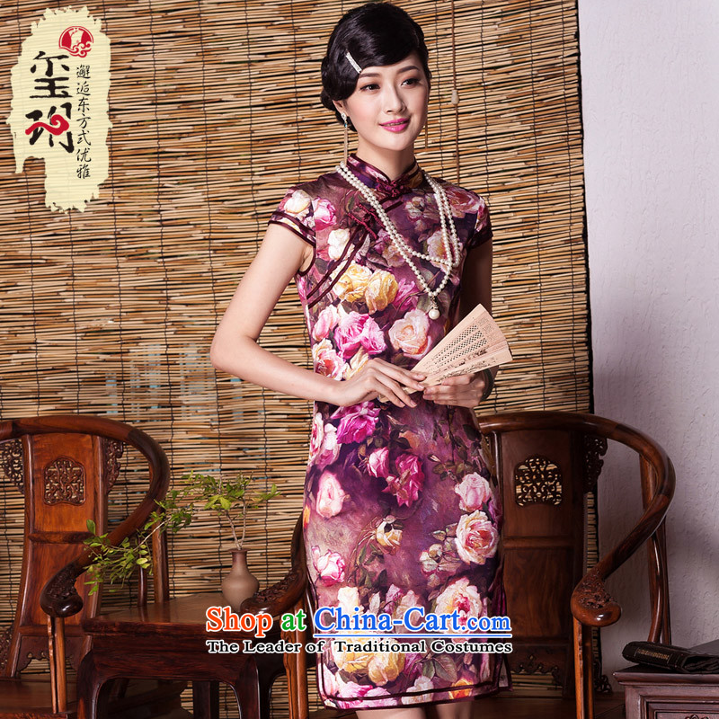 The Seal of autumn 2015) rose heavyweight silk cheongsam dress improved Sau San retro herbs extract female qipao picture color M seal decreased by , , , shopping on the Internet