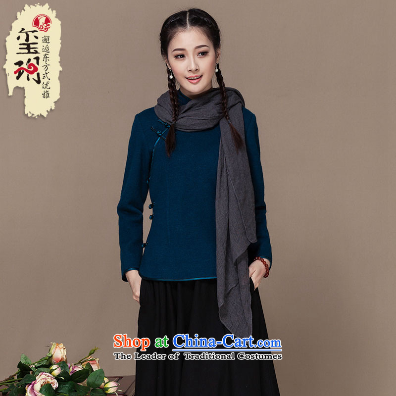 Seal of autumn and winter 2014 new republic of korea wind wool tops qipao? improved long-sleeved Tang Dynasty Chinese female Han-dark red seal, L, decreased by , , , shopping on the Internet