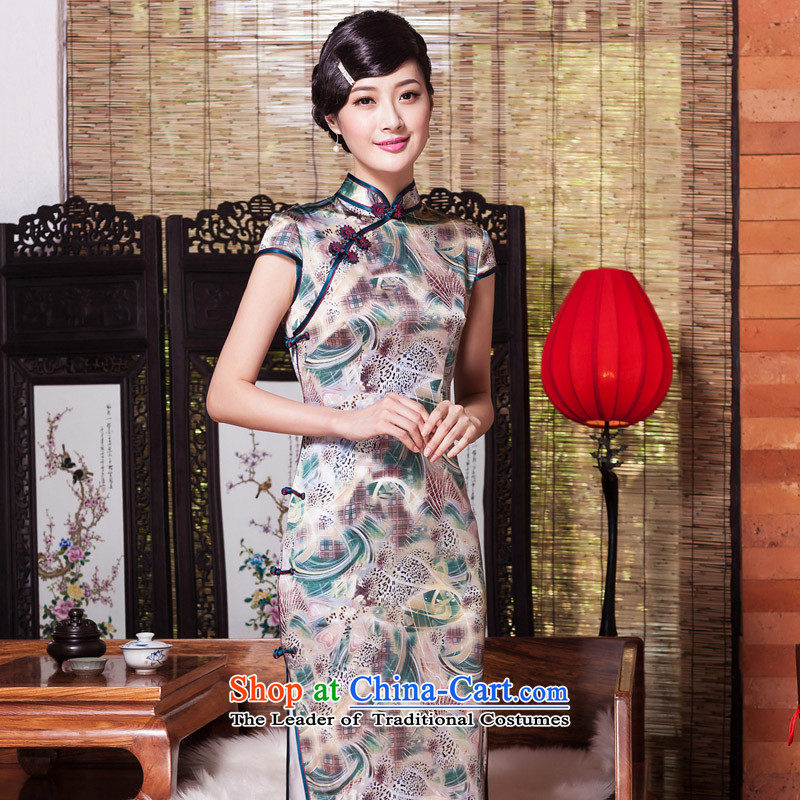 The seal of the high end banquet Silk Cheongsam retro skirt autumn 2014 new aristocratic ladies qipao daily Sau San picture color XXL, seal decreased by , , , shopping on the Internet