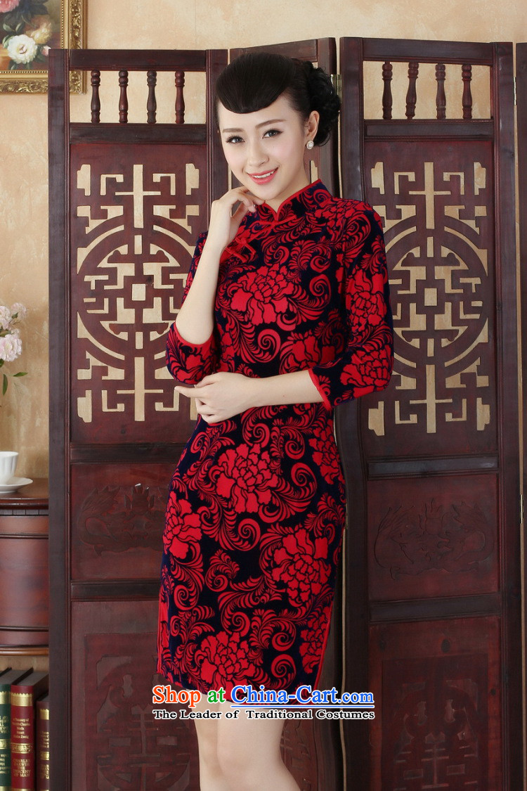 Floral Tang Women's clothes qipao autumn new ethnic Chinese improved Kim scouring pads Sau San collar qipao Skirts 7 Cuff Red XL Photo, prices, brand platters! The elections are supplied in the national character of distribution, so action, buy now enjoy more preferential! As soon as possible.
