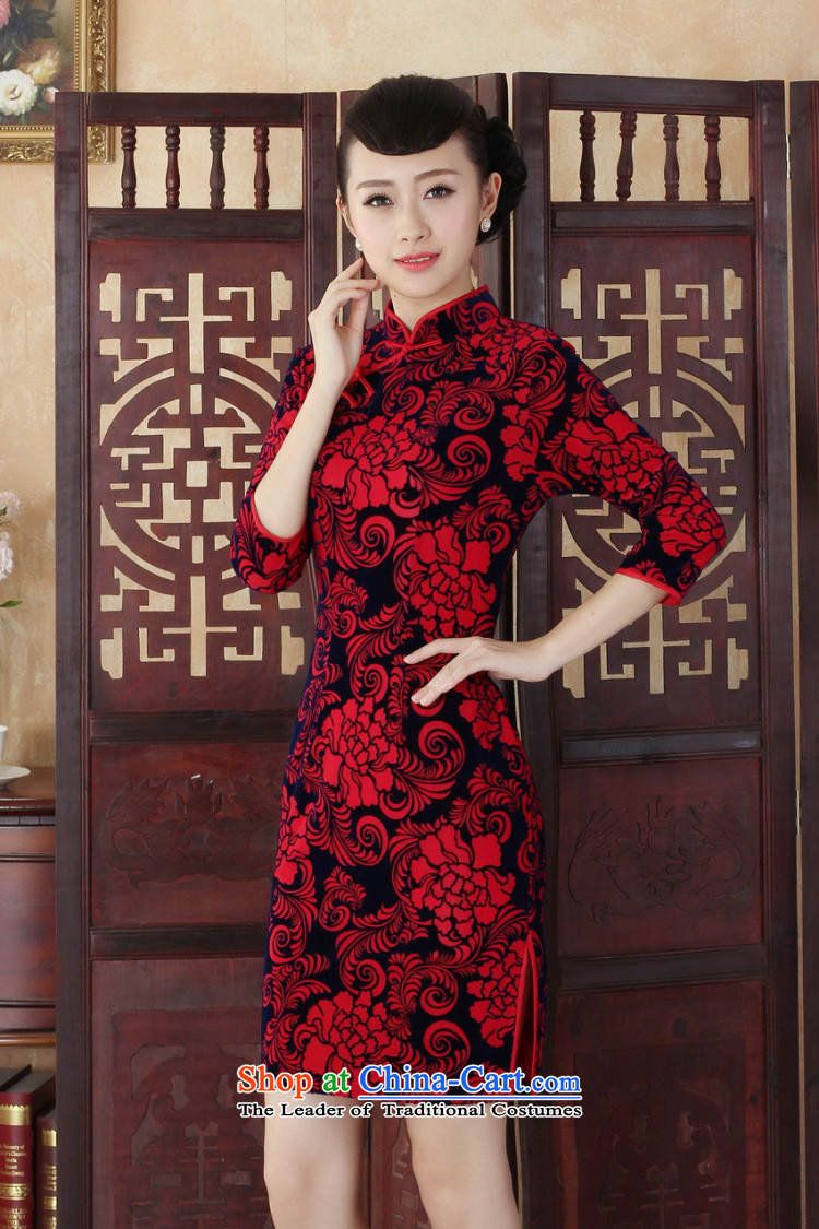 Floral Tang Women's clothes qipao autumn new ethnic Chinese improved Kim scouring pads Sau San collar qipao Skirts 7 Cuff Red XL Photo, prices, brand platters! The elections are supplied in the national character of distribution, so action, buy now enjoy more preferential! As soon as possible.