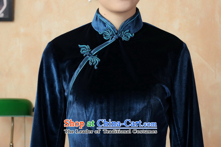 Jie in the autumn and winter new retro elegant collar manually tray clip plain velour cheongsam dress TD0005#  XXXL green picture, prices, brand platters! The elections are supplied in the national character of distribution, so action, buy now enjoy more preferential! As soon as possible.