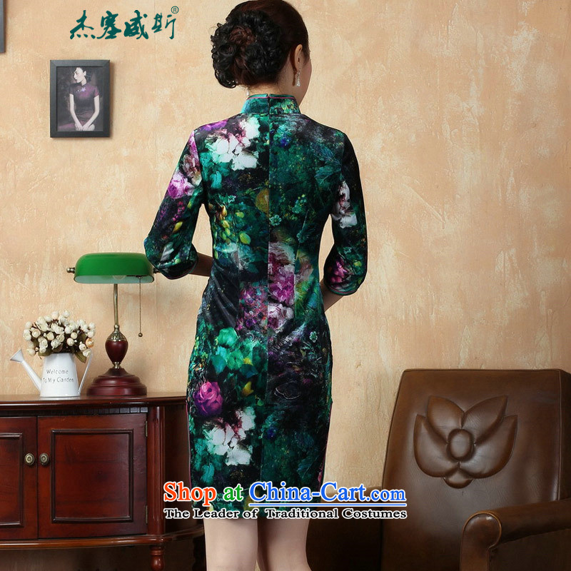 Jie in the autumn and winter new fall inside the elegant manually drive collar elastic Kim detained velvet Tang dynasty cheongsam dress TD0007 figure of Jericho, M, , , , shopping on the Internet