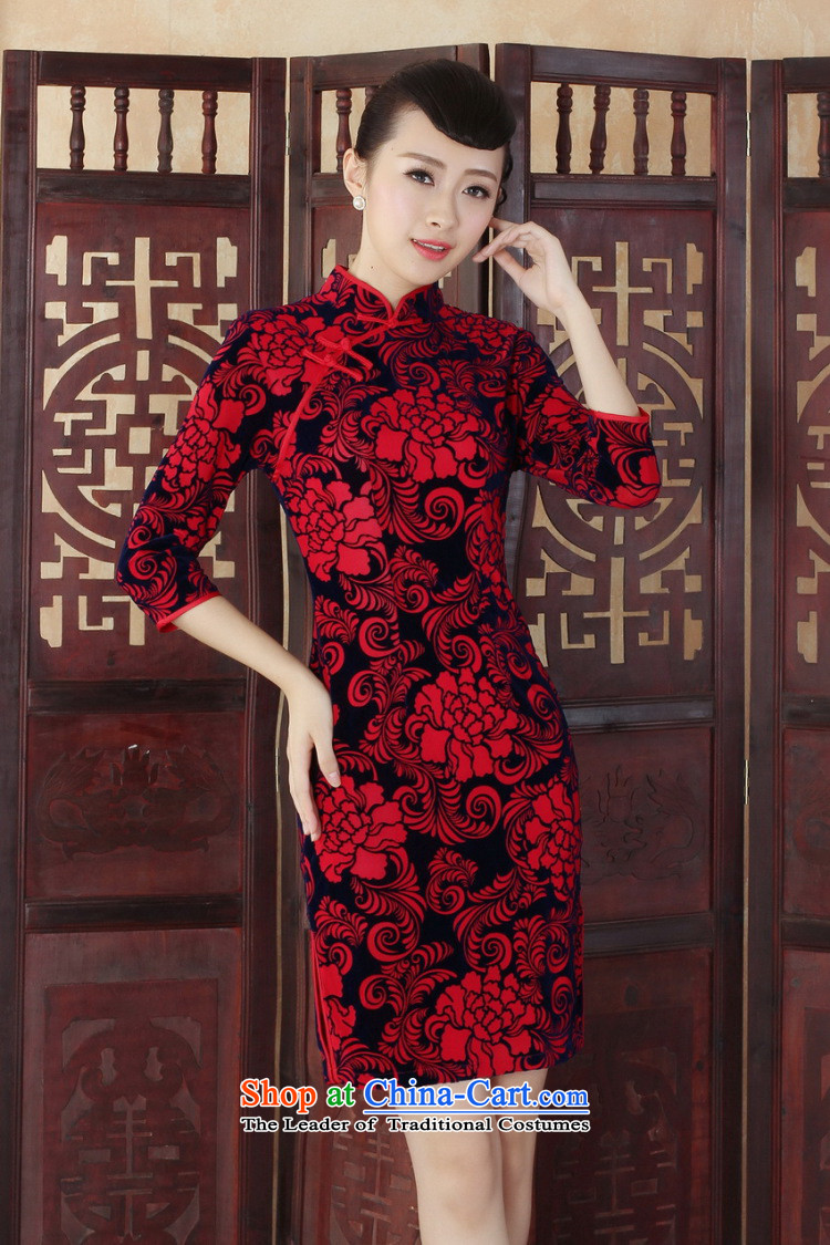Jie in the autumn and winter new elegant ethnic women's gold velour Sau San cheongsam dress  TD0015 figure M picture, prices, brand platters! The elections are supplied in the national character of distribution, so action, buy now enjoy more preferential! As soon as possible.