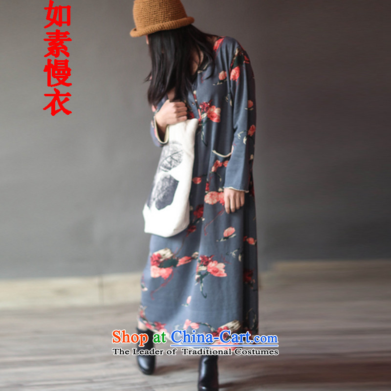 If so slow yi dresses 2015 new women's arts suit sweater long cheongsam dress retro flowers cotton linen dress code are gray 2147, such as the slow so Yi shopping on the Internet has been pressed.