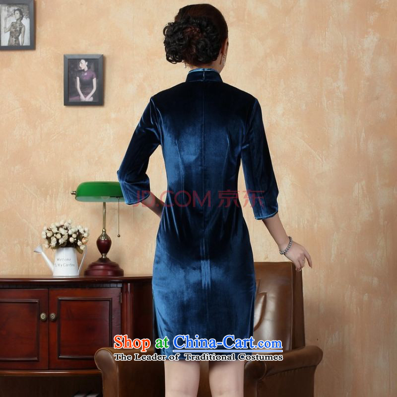 Picking frequency 7 cuff cheongsam dress dresses and the Stretch Wool qipao -D'Kim Cyan S, picking frequency , , , shopping on the Internet