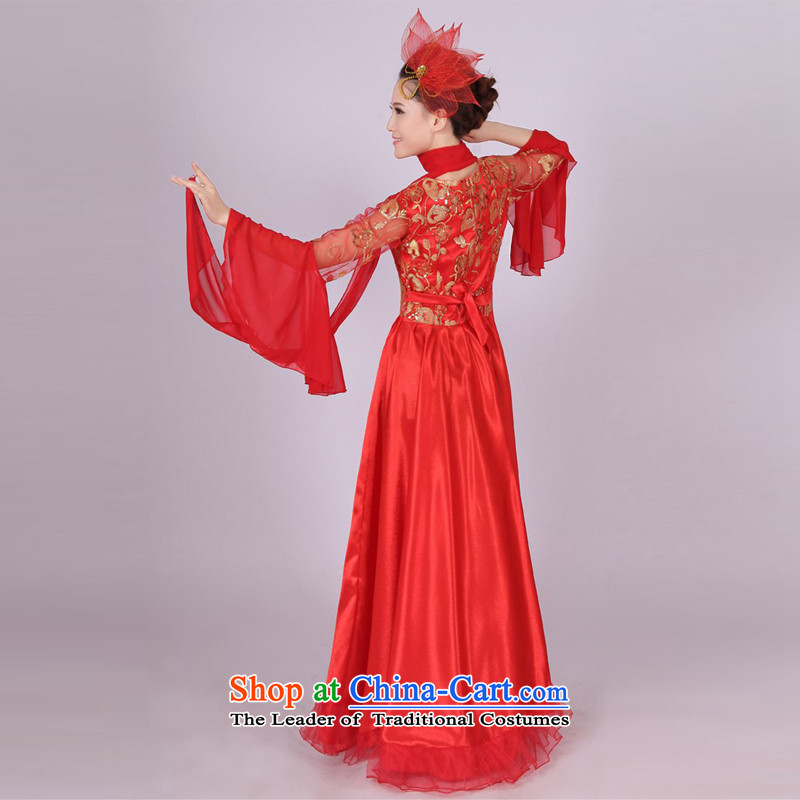 I should be grateful if you would have let national choir incense arts costumes female long skirt opening dance performances by large skirt Fashion the red, blue and yellow Chorus will HXYM0001 Blue 180 degrees XXL size too big a yard, incense arts dreams