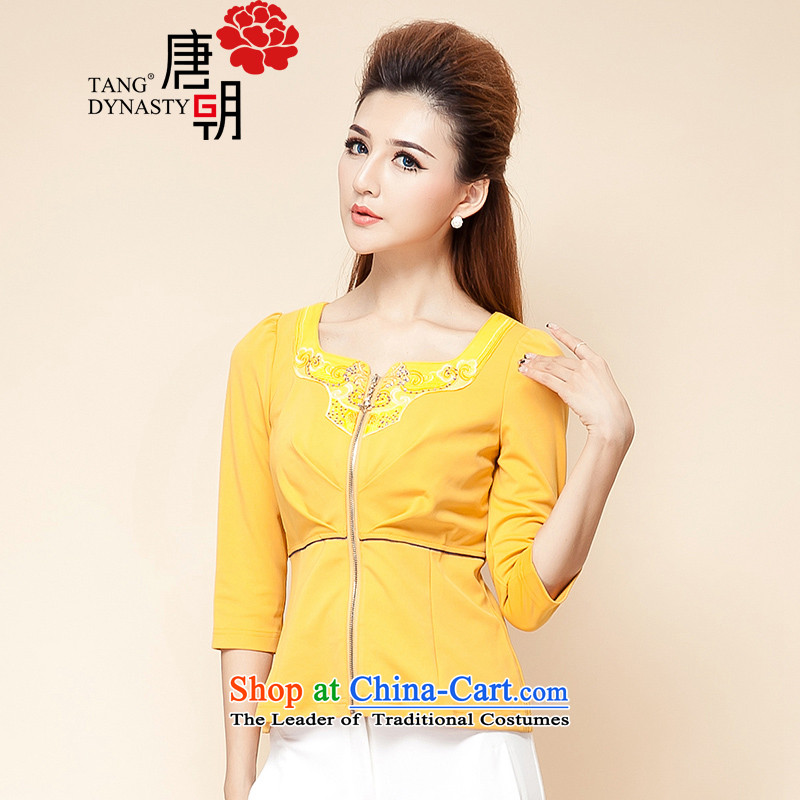 The Tang dynasty2015 Autumn replacing new clothes Chinese enhancement of qipao seven female Tang dynasty TQA31274-1 cuff khakiXL