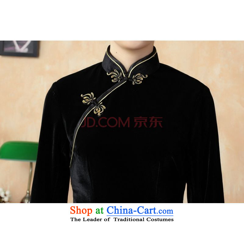 Picking frequency improvement of Qipao pure colors, Superior Stretch Wool qipao Kim Chae-frequency -A black 2XL, shopping on the Internet has been pressed.