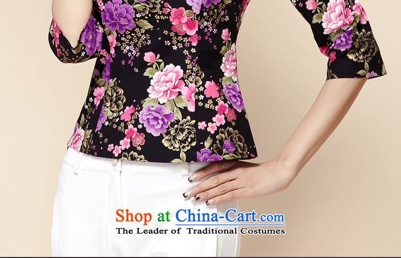 The Tang dynasty 2015 Autumn replacing New China wind improved qipao 7 Cuff T-shirt Chinese Tang dynasty to black-and-white flower girl TCA42280 M picture, prices, brand platters! The elections are supplied in the national character of distribution, so action, buy now enjoy more preferential! As soon as possible.