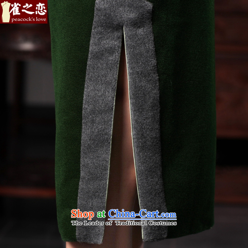 Love birds that Jiang smoke and clouds spring 2015 new improvements in long wool is stylish, Ms. daily qipao XXXL, Dark Green Bird Love , , , shopping on the Internet