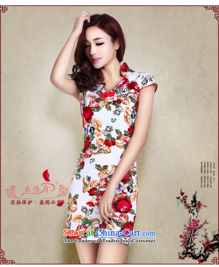 In accordance with the American Ms. short-sleeved short qipao female retro stamp elegant qipao Female dress daily improved LYE1392 White XL Photo, prices, brand platters! The elections are supplied in the national character of distribution, so action, buy now enjoy more preferential! As soon as possible.