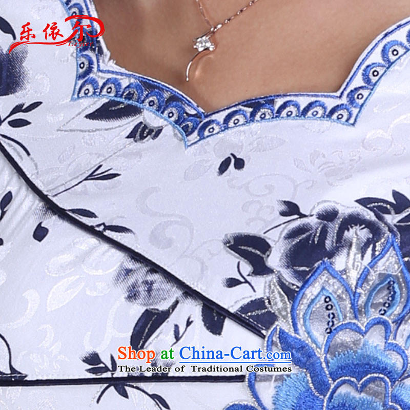 In accordance with the American's summer short-sleeved blouses and skirts improved qipao qipao retro-day short of Sau San elegant dress LYE8801 porcelain , in accordance with the (leyier Lok) , , , shopping on the Internet
