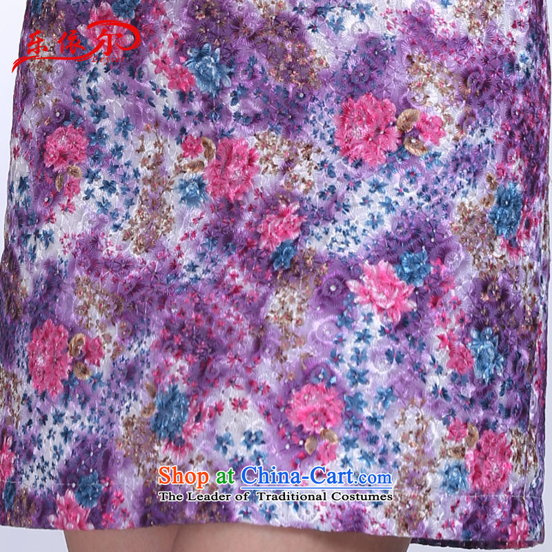 In accordance with the American style, short-sleeved dresses and elegant floral personality lady , qipao skirt LYE1382 purple XL, in accordance with the (leyier Lok) , , , shopping on the Internet