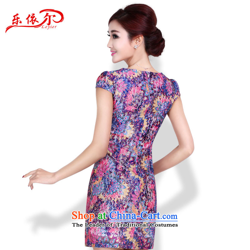 In accordance with the American's summer short-sleeved blouses and female elegant furnished in a classic style qipao gentlewoman daily short of qipao and noble dresses according to American M purple LYE1370 (leyier) , , , shopping on the Internet
