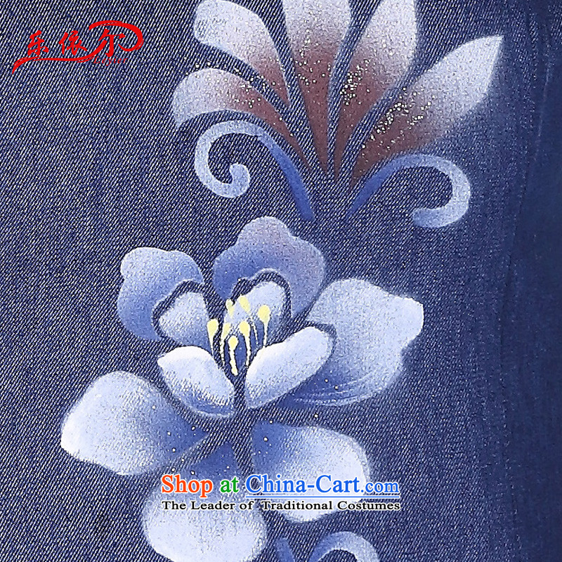 In accordance with the American's summer women improved cheongsam dress short of stylish cheongsam dress suit Chinese qipao LYE1711 retro blue XXL, Lok (leyier under) , , , shopping on the Internet