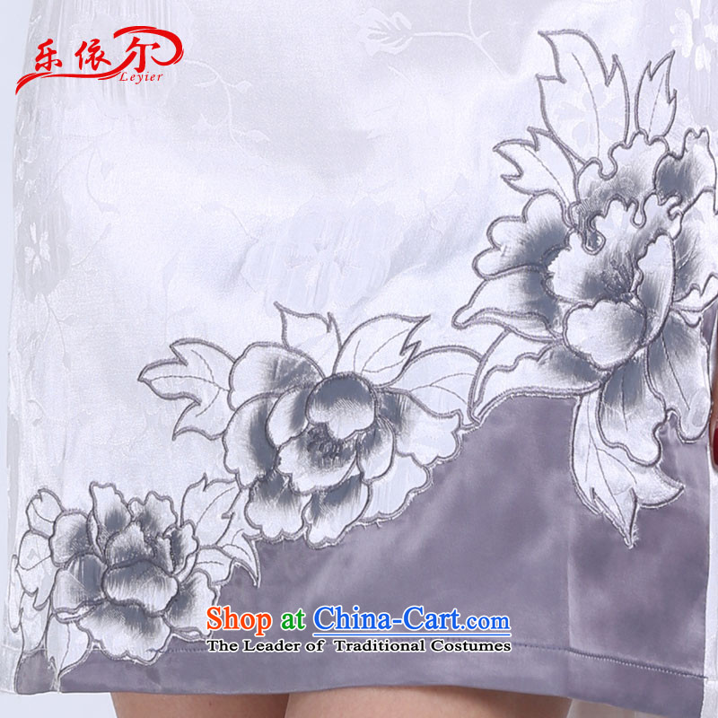 In accordance with the American Women's Summer's hand-painted cheongsam dress female embroidery qipao short of improved daily retro qipao Sau San qipao LYE8803 White M, in accordance with the (leyier Lok) , , , shopping on the Internet