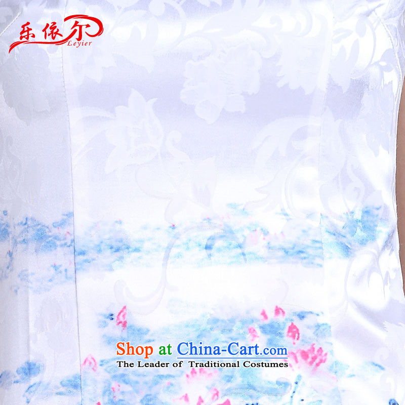 In accordance with the American's summer hand-painted cheongsam dress Ms. elegant qipao and sexy improved retro graphics, Sau San thin short white XXL, LYE1367 Qipao (leyier according to American) , , , shopping on the Internet