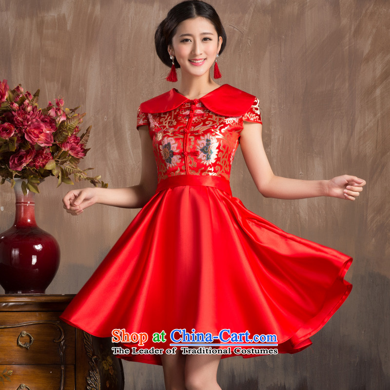 Non-you do not marry 2015 New Chinese wedding dress Chinese improved stylish lapel cheongsam with Lace Embroidery short skirts bows service s marriage Sau San non-you do not marry shopping on the Internet has been pressed.