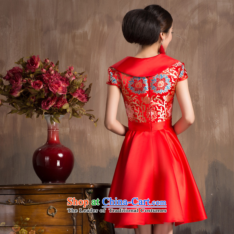 Non-you do not marry 2015 New Chinese wedding dress Chinese improved stylish lapel cheongsam with Lace Embroidery short skirts bows service s marriage Sau San non-you do not marry shopping on the Internet has been pressed.
