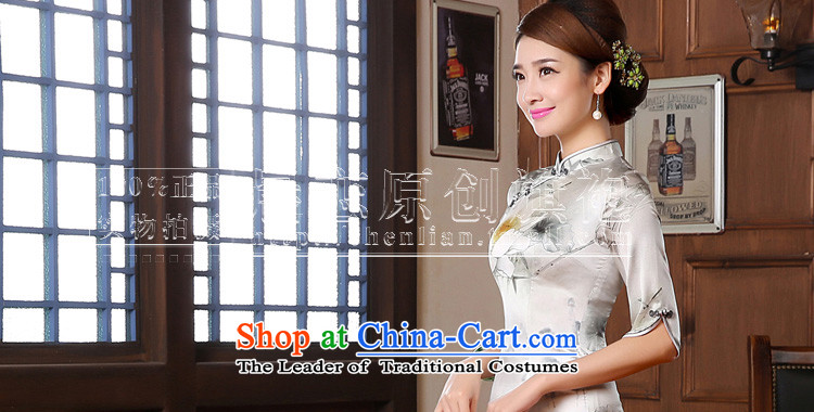 Morning new qipao land 2014 Autumn replacing retro long-sleeved improved stylish herbs extract heavyweight silk cheongsam dress Esther Kwan silver M picture, prices, brand platters! The elections are supplied in the national character of distribution, so action, buy now enjoy more preferential! As soon as possible.