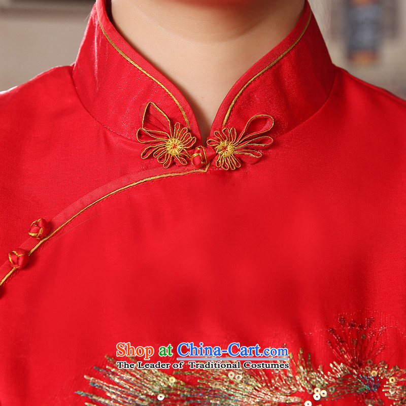 Special offers the new 2014 E-mail package short of marriage retro winter is long qipao two kits bridal dresses bows services red red , L, morning land has been pressed shopping on the Internet