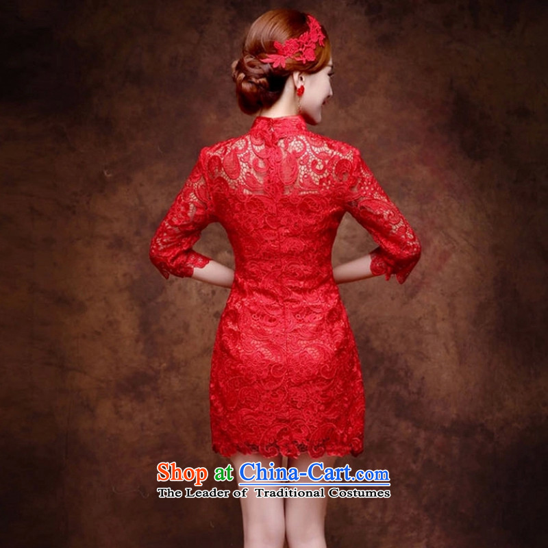Wedding dress 2015 New Service Bridal Fashion marriage bows cheongsam dress red long package shoulder lace short) S, Beverly (tingbeier ting) , , , shopping on the Internet