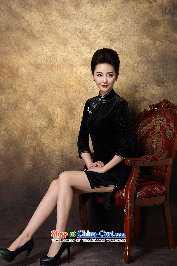 Progress toward the 2014 autumn and winter Ritz new women's high sense of Tang Dynasty Chinese style qipao black M improved picture, prices, brand platters! The elections are supplied in the national character of distribution, so action, buy now enjoy more preferential! As soon as possible.