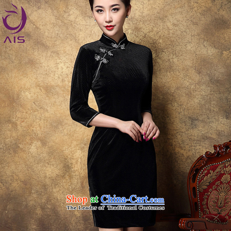 Progress toward the 2014 autumn and winter Ritz new women's high sense of Tang Dynasty Chinese style qipao black. M, improved survival Ritz , , , shopping on the Internet