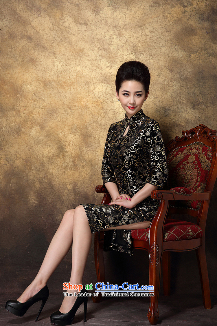 Progress toward the 2014 autumn and winter Ritz new women's high sense of style qipao Korea scouring pads mother changed in long black XXXL. Pictures cheongsam, prices, brand platters! The elections are supplied in the national character of distribution, so action, buy now enjoy more preferential! As soon as possible.