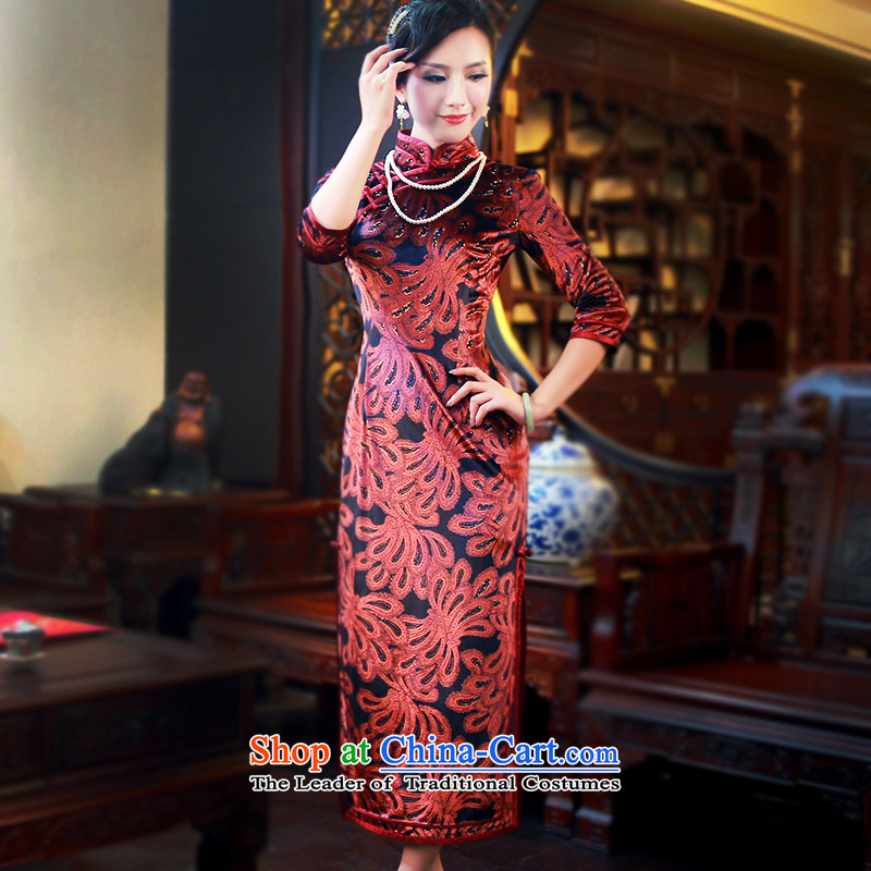 After 2014 the new wind in the autumn and winter sleeve length stylish mother improved cheongsam dress 4817th 4817th red after the wind has been pressed, online shopping