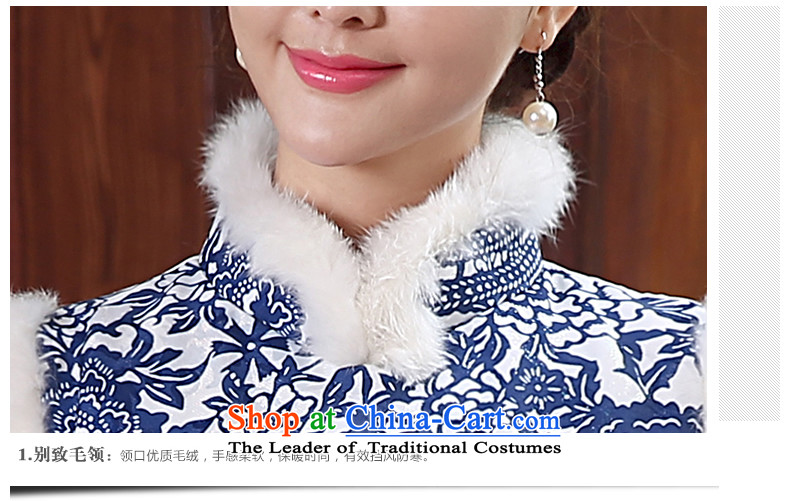 [Sau Kwun Tong] chinaware rabbit hair for retro improved porcelain qipao 2015 winter clothing new clip cotton QW4911 Blue and White XXL picture, prices, brand platters! The elections are supplied in the national character of distribution, so action, buy now enjoy more preferential! As soon as possible.