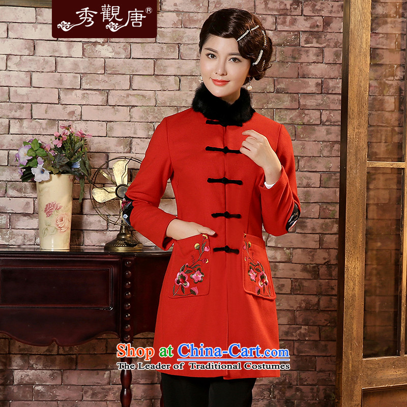 -Sau Kwun Tong- Chan safflower 2014 winter clothing new embroidery Gross Gross for women? coats long-sleeved red?XXXL TC41001 Tang Dynasty
