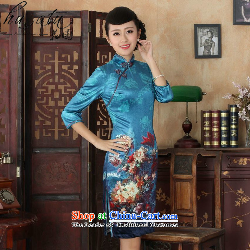 It fall inside the new Tang Women's clothes cheongsam collar Chinese noble Kim scouring pads improved cheongsam dress 7 Cuff figure it XL, , , , shopping on the Internet
