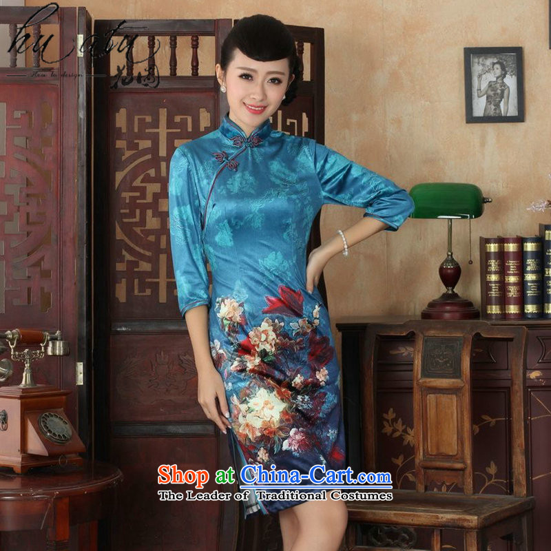 It fall inside the new Tang Women's clothes cheongsam collar Chinese noble Kim scouring pads improved cheongsam dress 7 Cuff figure it XL, , , , shopping on the Internet
