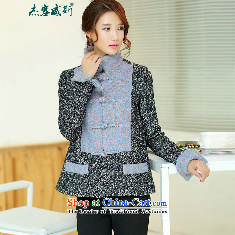 Jie in the autumn and winter female Chinese Disc Gross deduction manually reverse collar spell color? Chinese Tang jackets spell colors? t-shirt , M, Cheng Kejie, the , , , shopping on the Internet