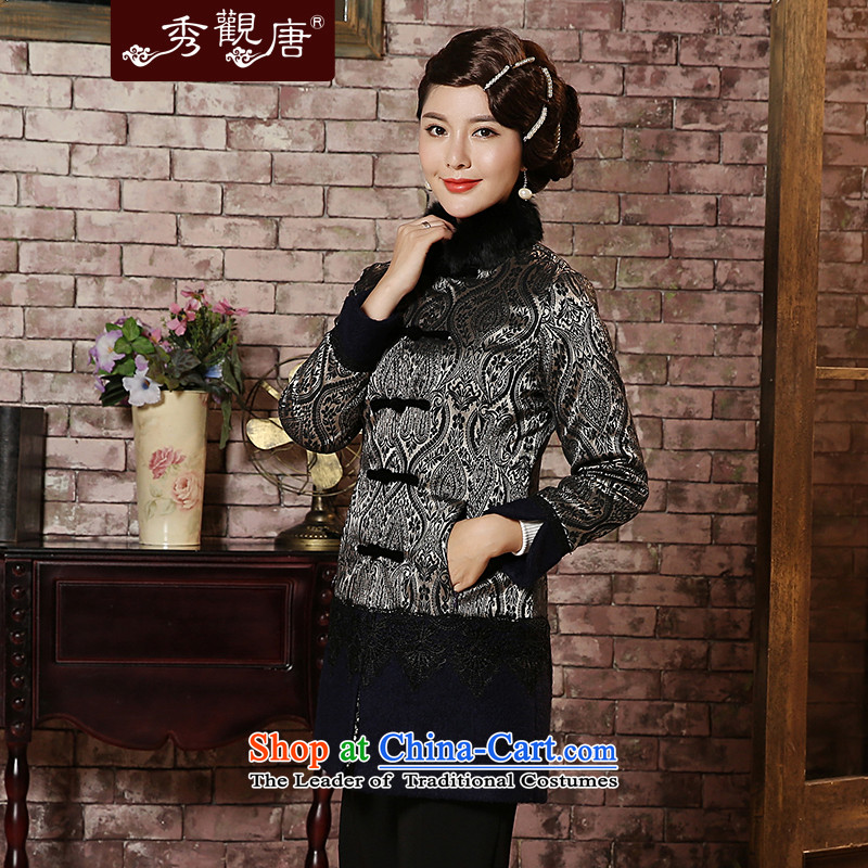 [Sau Kwun Tong] find love gross cotton jacket lapel 2015 winter clothing new Ms. Tang dynasty cotton waffle TC4929 GRAY M-soo Kwun Tong shopping on the Internet has been pressed.